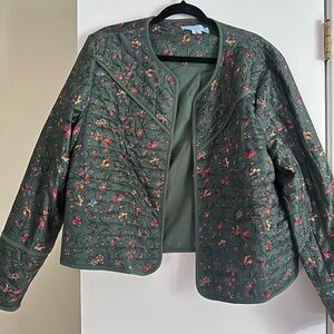 Floral Green Quilted Women's Jacket
